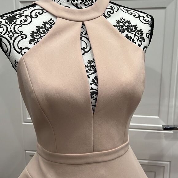 BCBGMaxazria Blush Pink Key Hole Tiered Mini Dress Size 8 NWOT - Picture 5 of 11